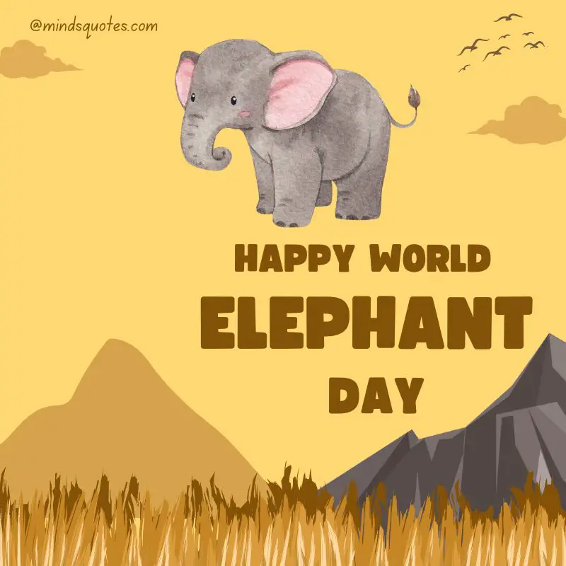 45 + Famous World Elephant Day Quotes, Wishes & Messages 5 Happy World Elephant Day Poster